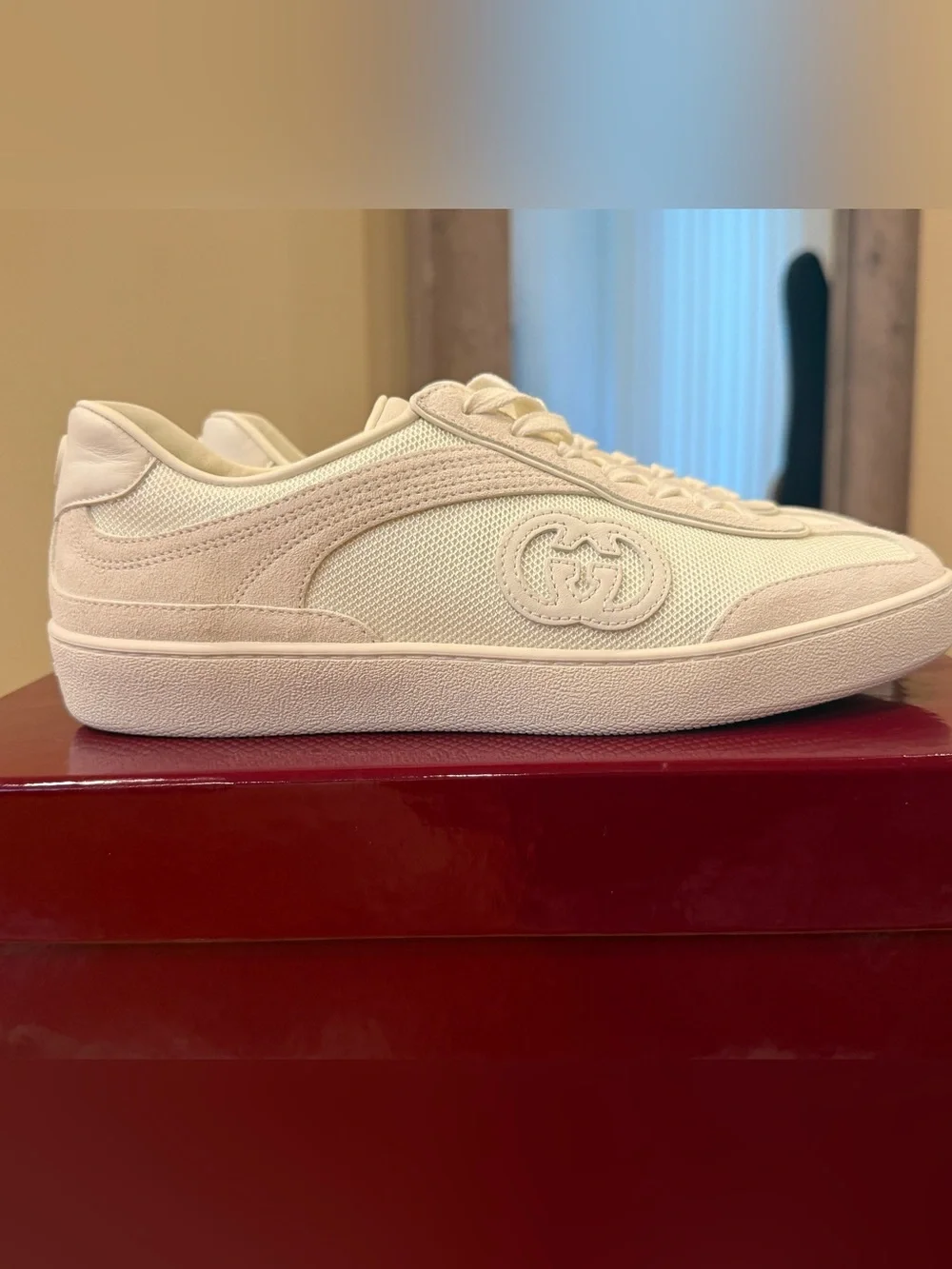 Gucci G75 GG Suede & Knit Low Top Sneaker